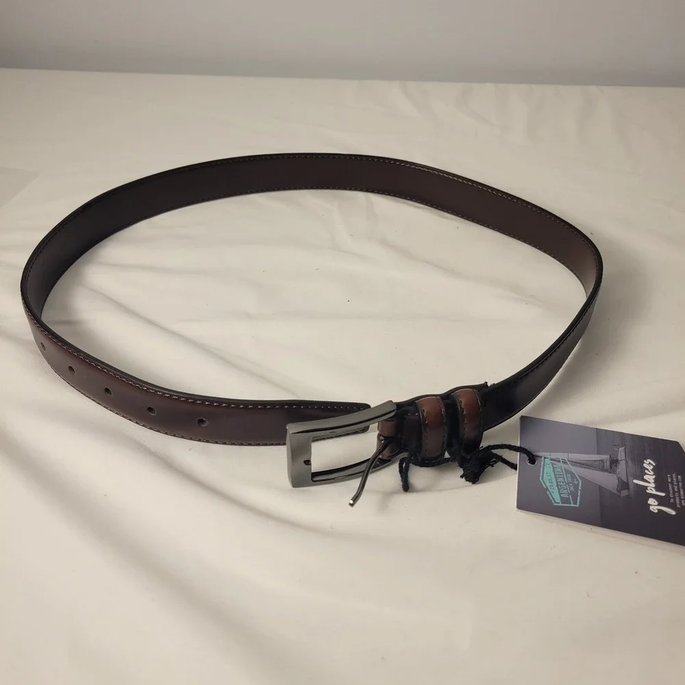 Mio Marino Leather Belt Mens 30 Mahogany Burnt Umber Classy Prong B84N-86-MBU302